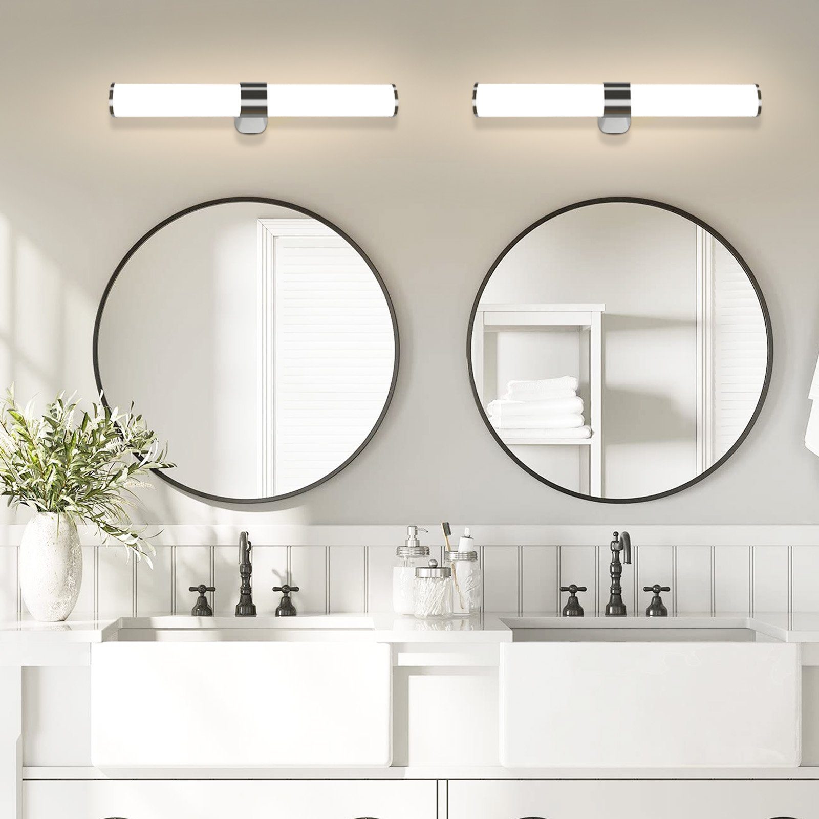 Glitzerlife LED Spiegelleuchte Bad Spiegellampe - 8W Badleuchte 40CM Chrom Wandlampe IP44 Wasserdicht Neutralweiß 4000K Badlampe Wandmontage Modern Für Badschrank_voghion.com