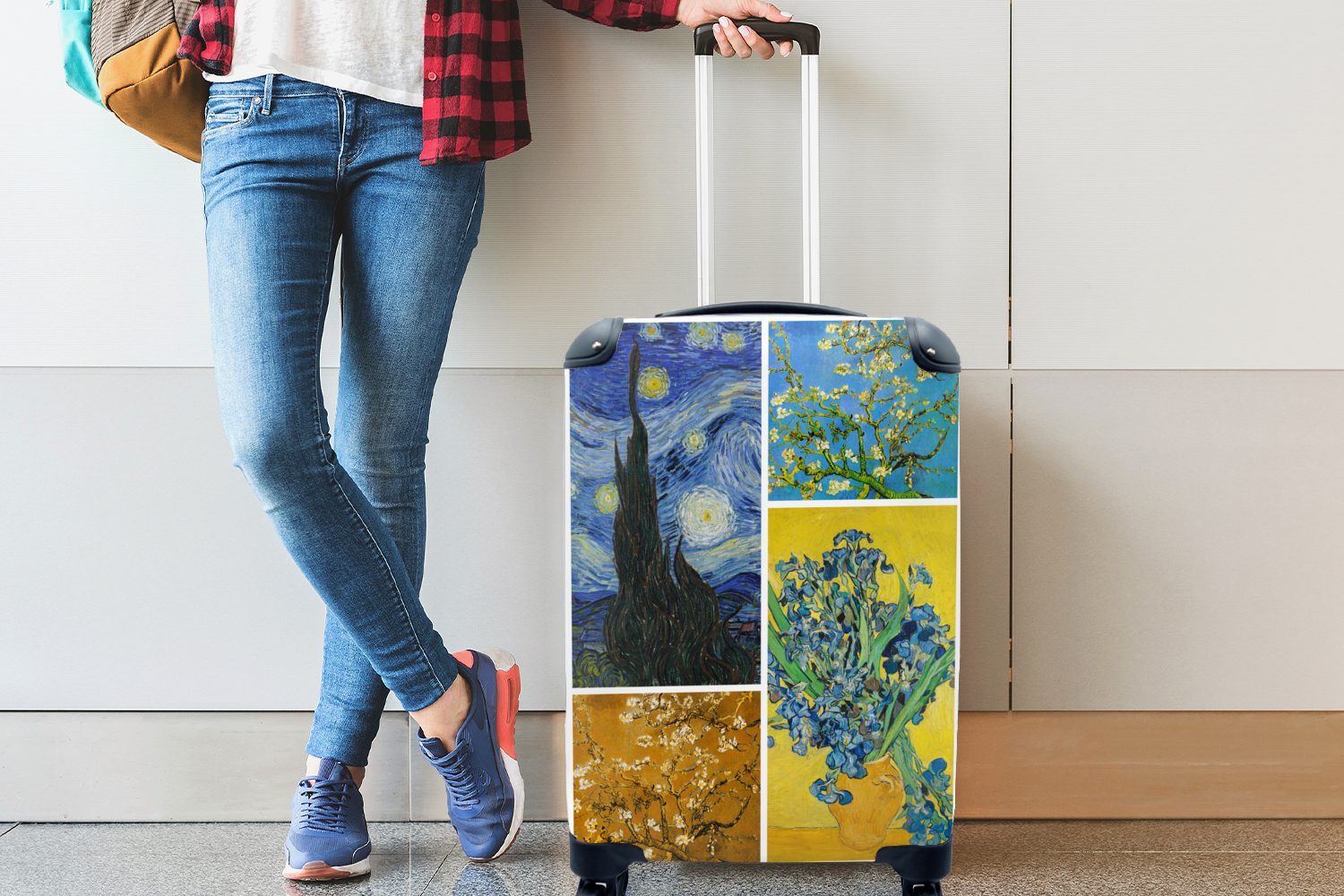 - Sternennacht, Collage MuchoWow Reisekoffer rollen, mit - Reisetasche Ferien, Rollen, Handgepäckkoffer Van Trolley, 4 für Gogh Handgepäck