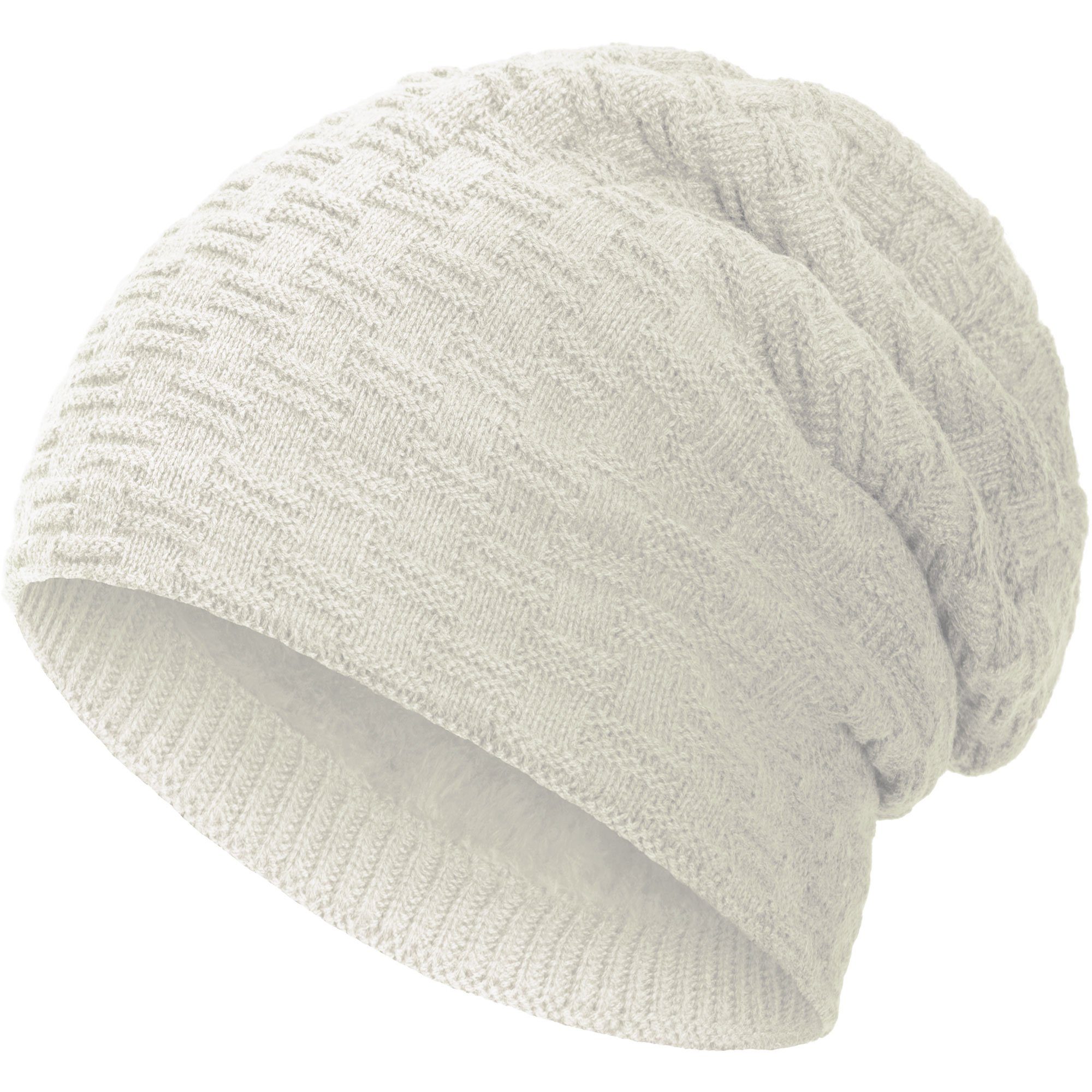 compagno Strickmütze (1-St) Warm gefütterte Wintermütze Strickmütze Beanie Damen und Herren creme