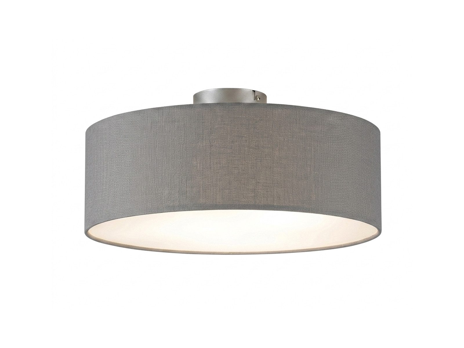 meineWunschleuchte Deckenleuchte mit Stoff Lampenschirm Grau Braun Ø 40cm, ohne Leuchtmittel, Stoff-Lampe, gemütliche Deckenlampe, E14 Schlafzimmerlampe rund