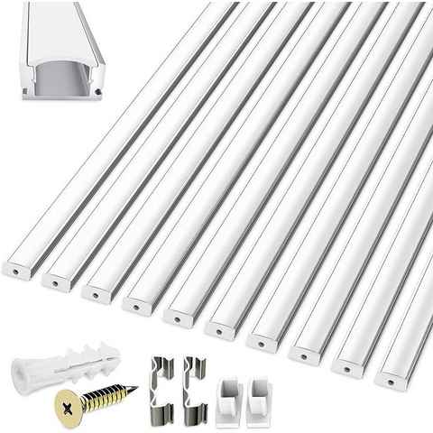 Daskoo LED-Stripe-Profil 10x1M LED Aluminium Profil Leiste Aluprofil Schiene Alu