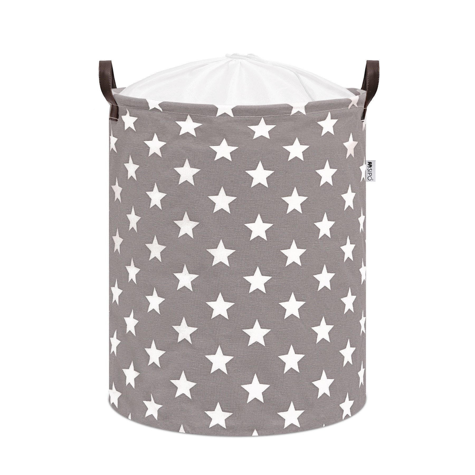 Sipo Aufbewahrungskorb (1 Stück), Selbststehender Stoffkorb aus Baumwoll-Canvas mit Kordelzug, 43 L