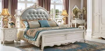 JVmoebel Bett, Luxus Schlafzimmer Bett Doppelbett Echte Handarbeit Holz Leder