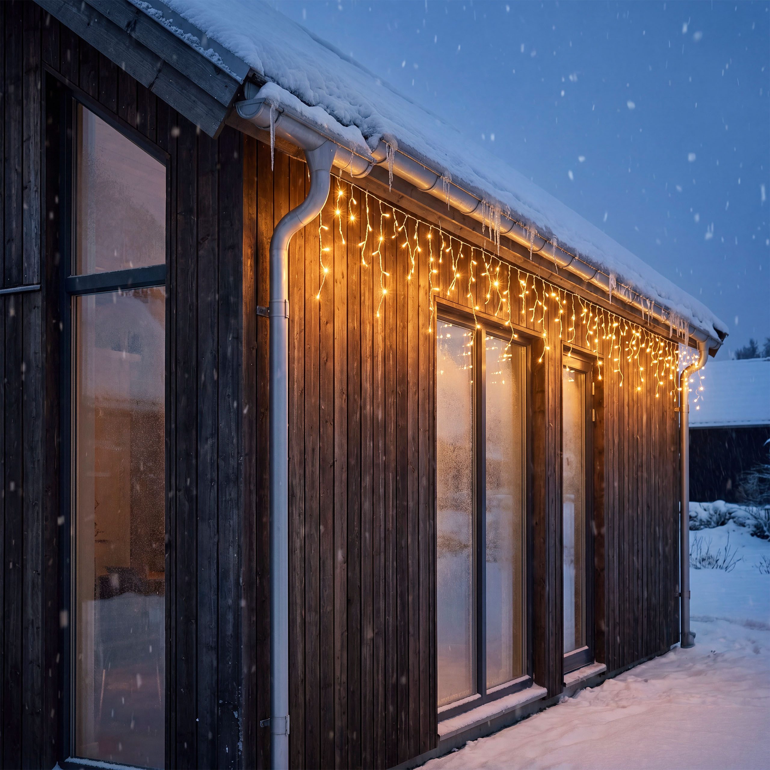 OTTO home LED-Lichterkette Eisregen, in 1 / 2 o. 3 m Länge, Batterie, Timer, Indoor, Outdoor, Eiszapfen-Lichterkette, IP44, Timer, warmweiß, innen, außen, Garten