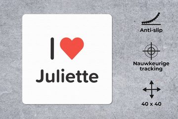 MuchoWow Gaming Mauspad Ich liebe - Juliette - Mädchen (1-St), Mousepad mit Rutschfester Unterseite, Gaming, 40x40 cm, XXL, Großes