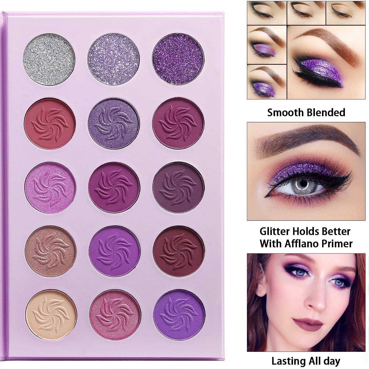 Violett Haiaveng Shimmer, Matt Farbe 15 Dream-Purple Red Silber Glitzer, Lidschattenpalette, lila Lila Lidschatten Lidschatten Eine Glitter