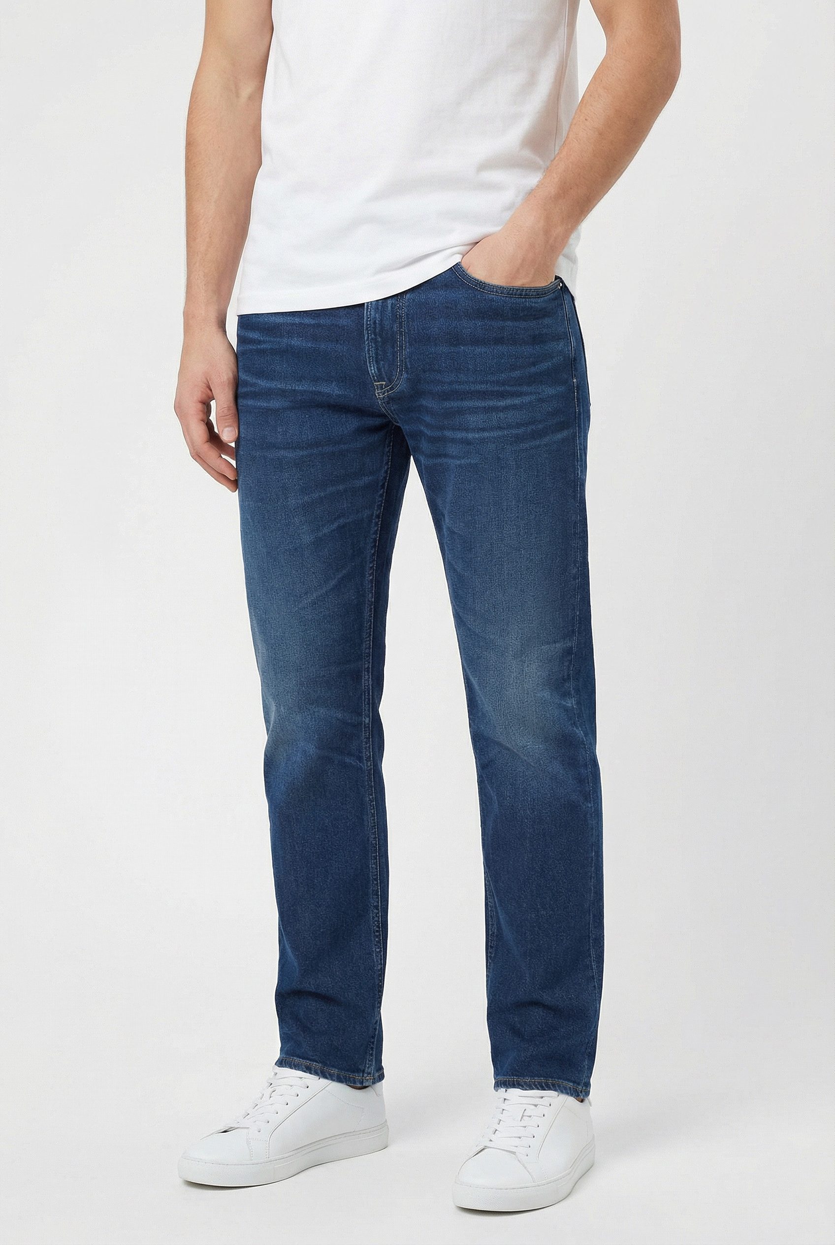 Calvin Klein Slim-fit-Jeans used washed, Slim Straight Fit, Logopatch am Bund