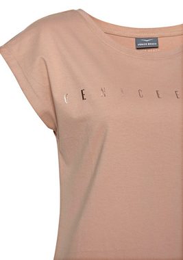 Venice Beach Kurzarmshirt mit glänzendem Logodruck, T-Shirt aus Baumwolle