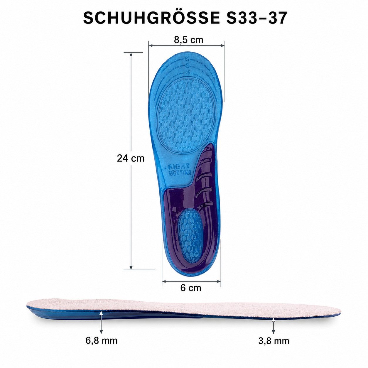 COOL-i ® Einlegesohlen Gel-Einlegesohlen – Orthopädisch, stoßdämpfend, weich & bequem, für Ferse, Fersensporn & müde Füße – Unisex & waschbar