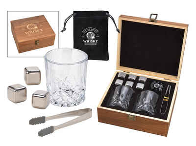 G.Wurm GmbH Gläser-Set Whisky Geschenk-Set mit 2 Gläsern, Edelstahl-Eiswürfeln, Zange