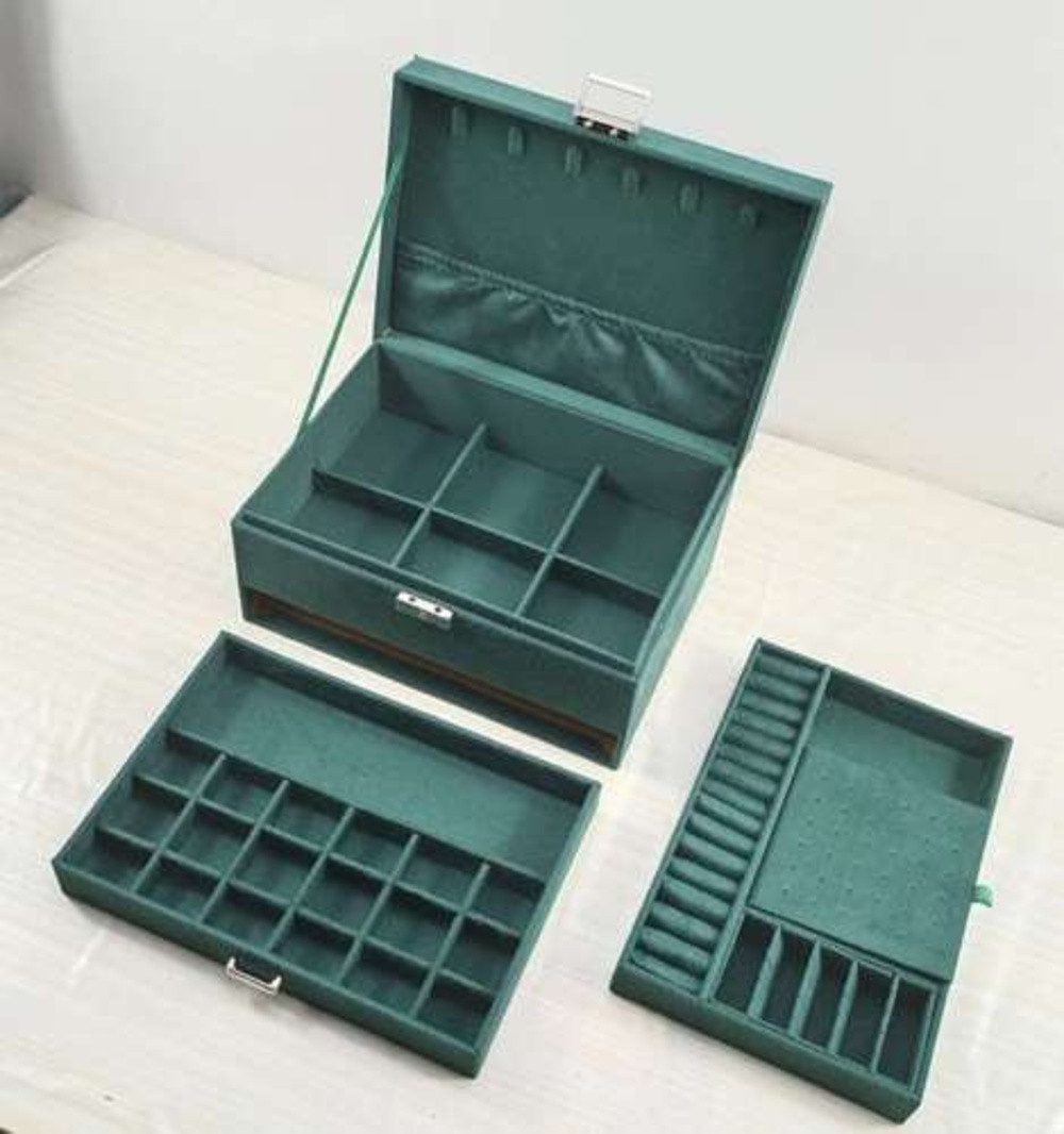 soulima Schmuckkasten Schmuckschatulle Etui Schmuckbox (Spar-Set, 1 St., sichere Aufbewahrung), 8 Kettenaufhänger, 15 Ringplätze, 18 Ohrringplätze, Uhrenfach