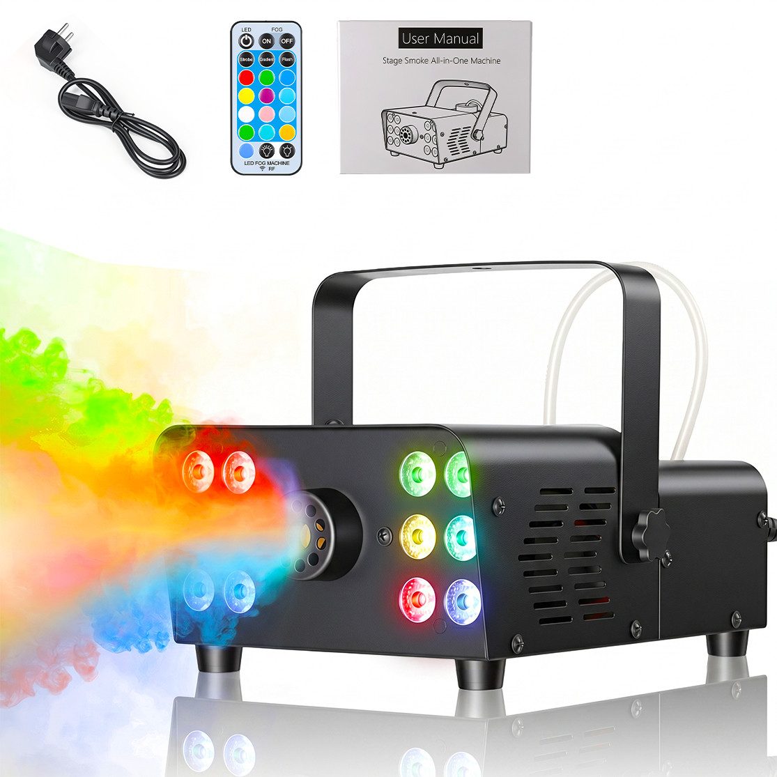 oyajia LED Discolicht DJ Discolicht Partylicht, Discolicht Nebelmaschine Mini mit RGB Effekt, RGB, Nebel Maschine mit Fernbedienung UND LED Licht für Halloween DJ Party