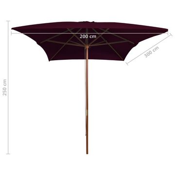furnicato Sonnenschirm mit Holzmast Bordeauxrot 200x300 cm