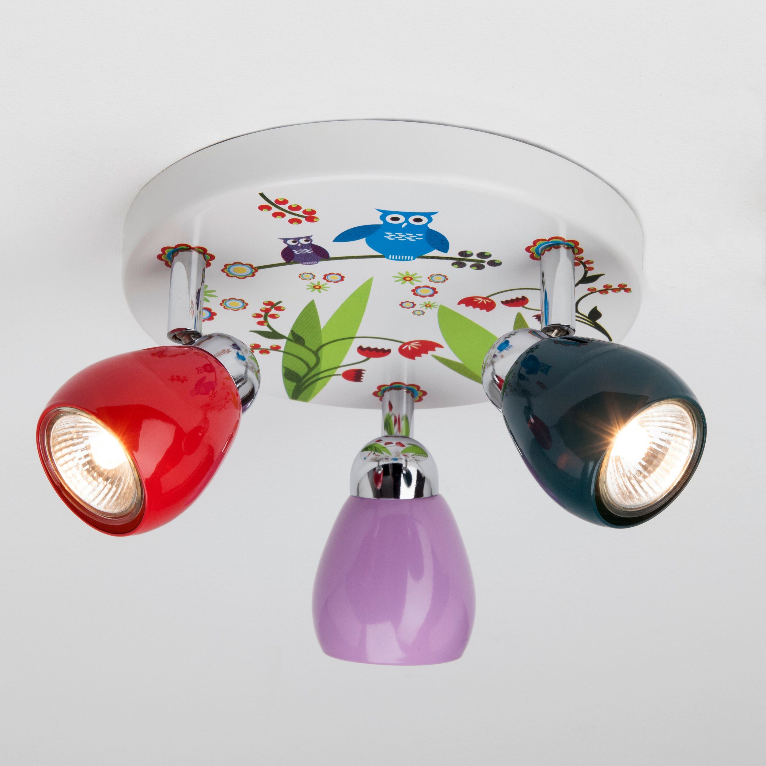 Lightbox Deckenleuchte, LED wechselbar, warmweiß, Kinzer warmweißem mit Spotrondell - flammiges Deckenstrahler Licht 3