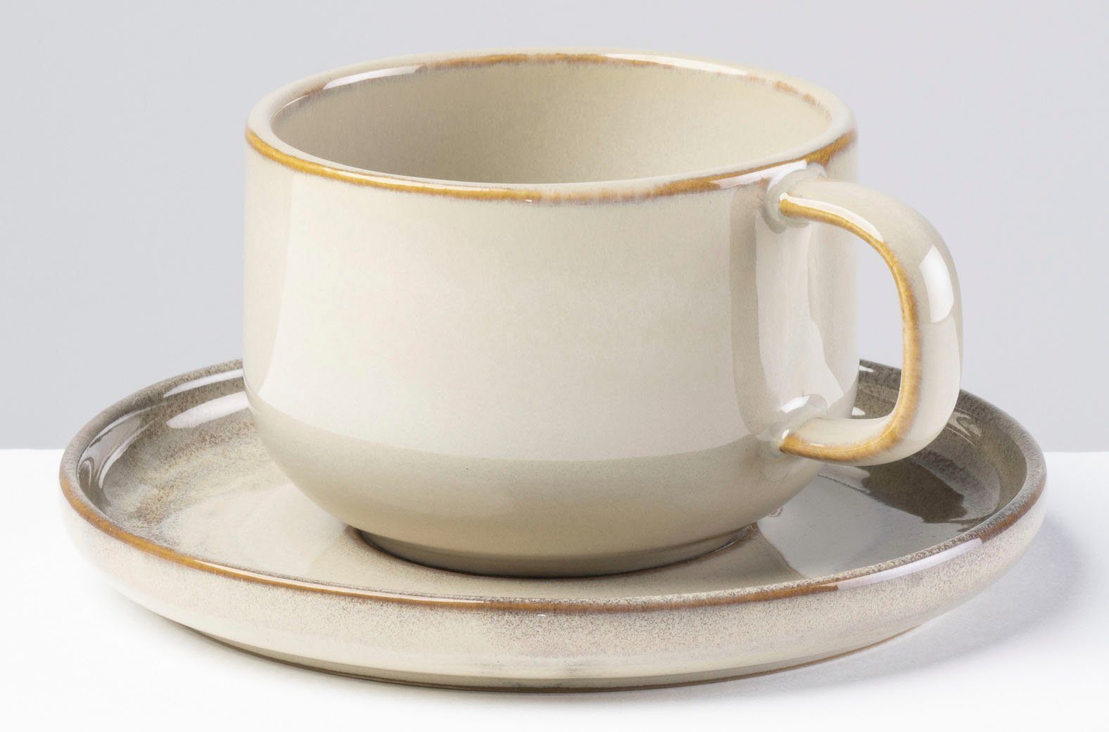 Gipfelstück Kaffeeservice Nebelwald (12-tlg), 4 Personen, Steinzeug, Scandi-Style, jedes Stück ein Unikat, 12 Teile, für 4 Personen