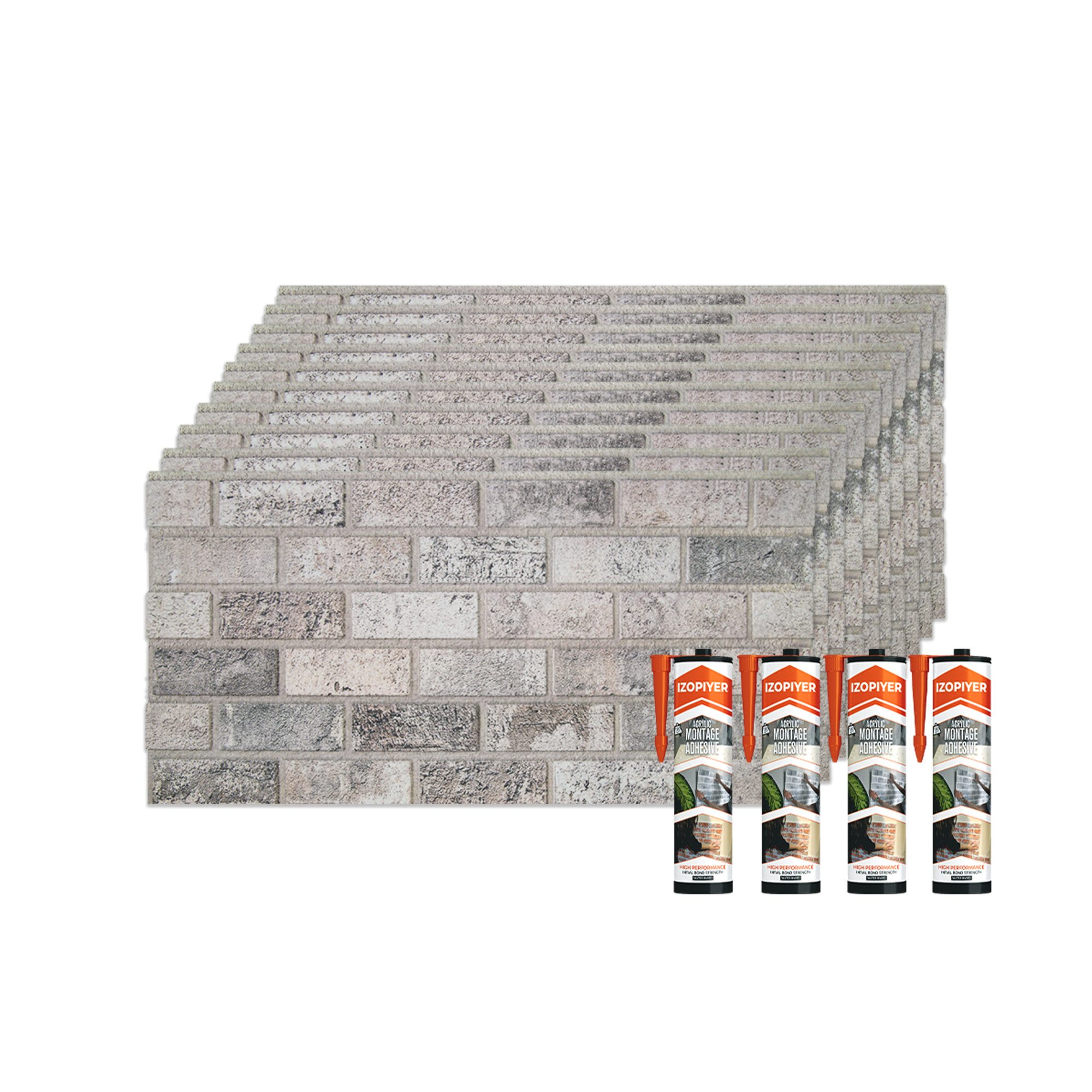 IZODEKOR 3D Wandpaneel EPS Styropor Wandverkleidung in Steinoptik – für Innen & Außen, BxL: 50x100 cm, 0,50 qm, (1er- oder 10er-Set, optional mit 4 Montageklebern) wasserfest, leicht zuschneidbar, außen mit UV-Schutz