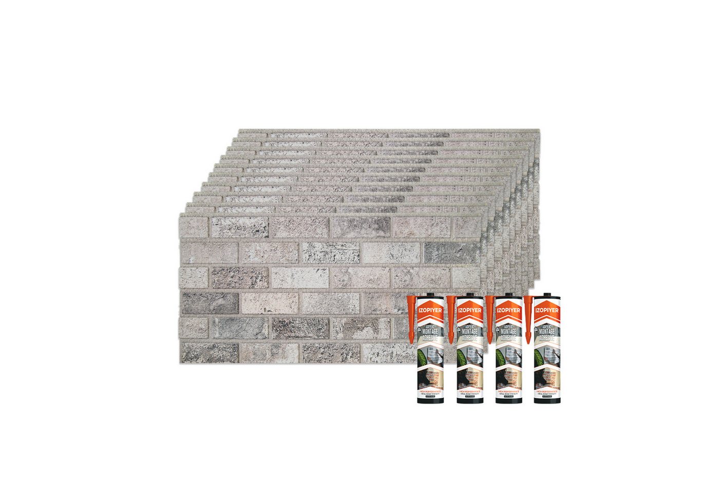 IZODEKOR 3D Wandpaneel EPS Styropor Wandverkleidung in Steinoptik – für Innen & Außen, BxL: 50x100 cm, 0,50 qm, (1er- oder 10er-Set, optional mit 4 Montageklebern) wasserfest, leicht zuschneidbar, außen mit UV-Schutz