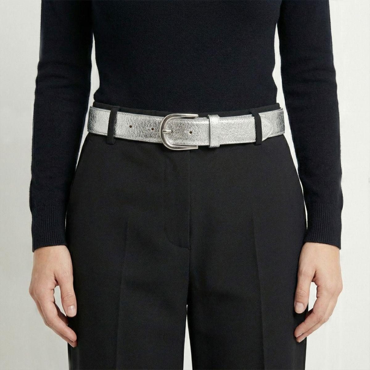 BELTINGER Ledergürtel Damen-Gürtel in Metall-Optik 3 cm - Leder-Gürtel Metallic-Look für Dam (1-St)