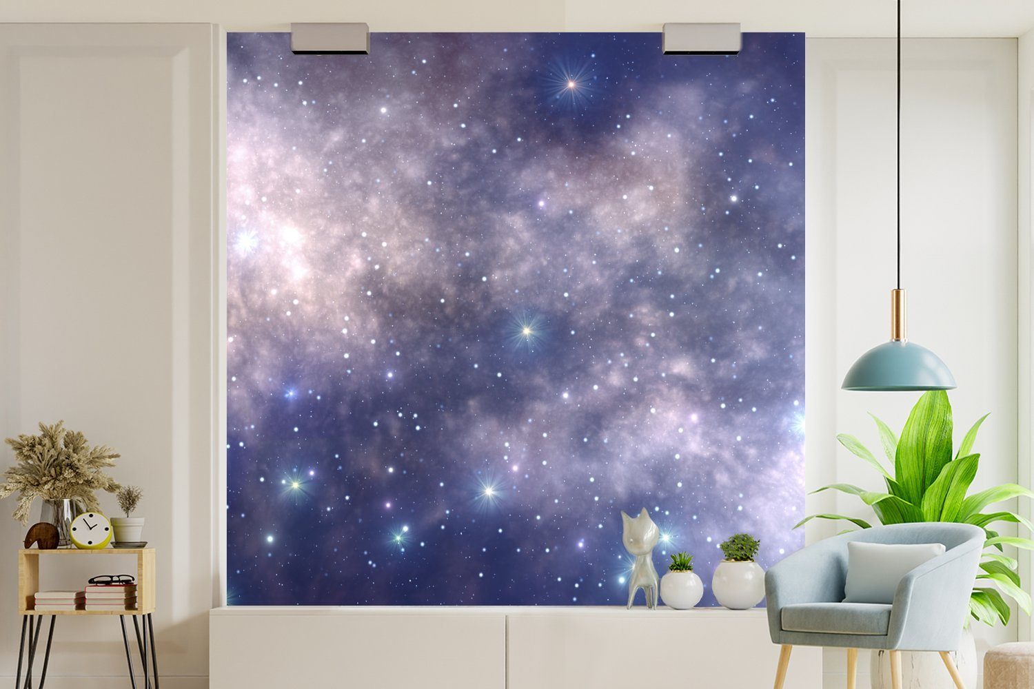 oder Illustration Eine Milchstraße, Tausenden bedruckt, Wandtapete von der Schlafzimmer, Matt, St), MuchoWow Wohnzimmer Sternen Tapete für Fototapete von in (5 Vinyl