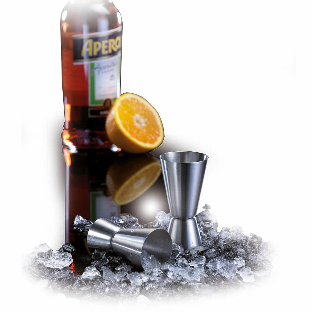 WESTMARK Barmaß Jigger für Cocktails, je 2 Maßeinheiten: 2/4 cl und 2/3 cl, Edelstahl, praktisches Hilfsmittel, zwei Funktionsseiten, spülmaschinengeeignet