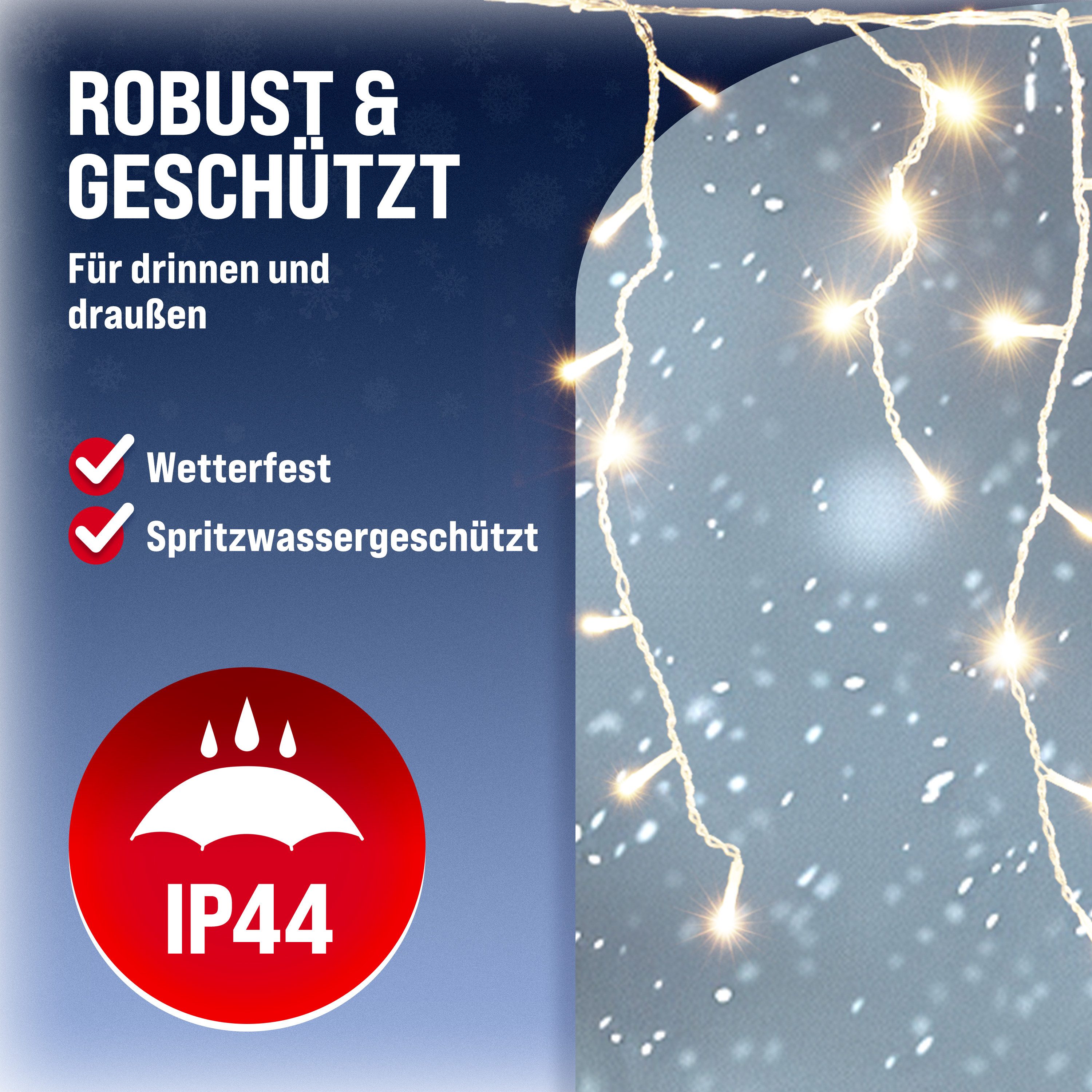 monzana Lichterkette Monzana, Lichterkette 200 LED Stromsparend IP44 Regenlichterkette