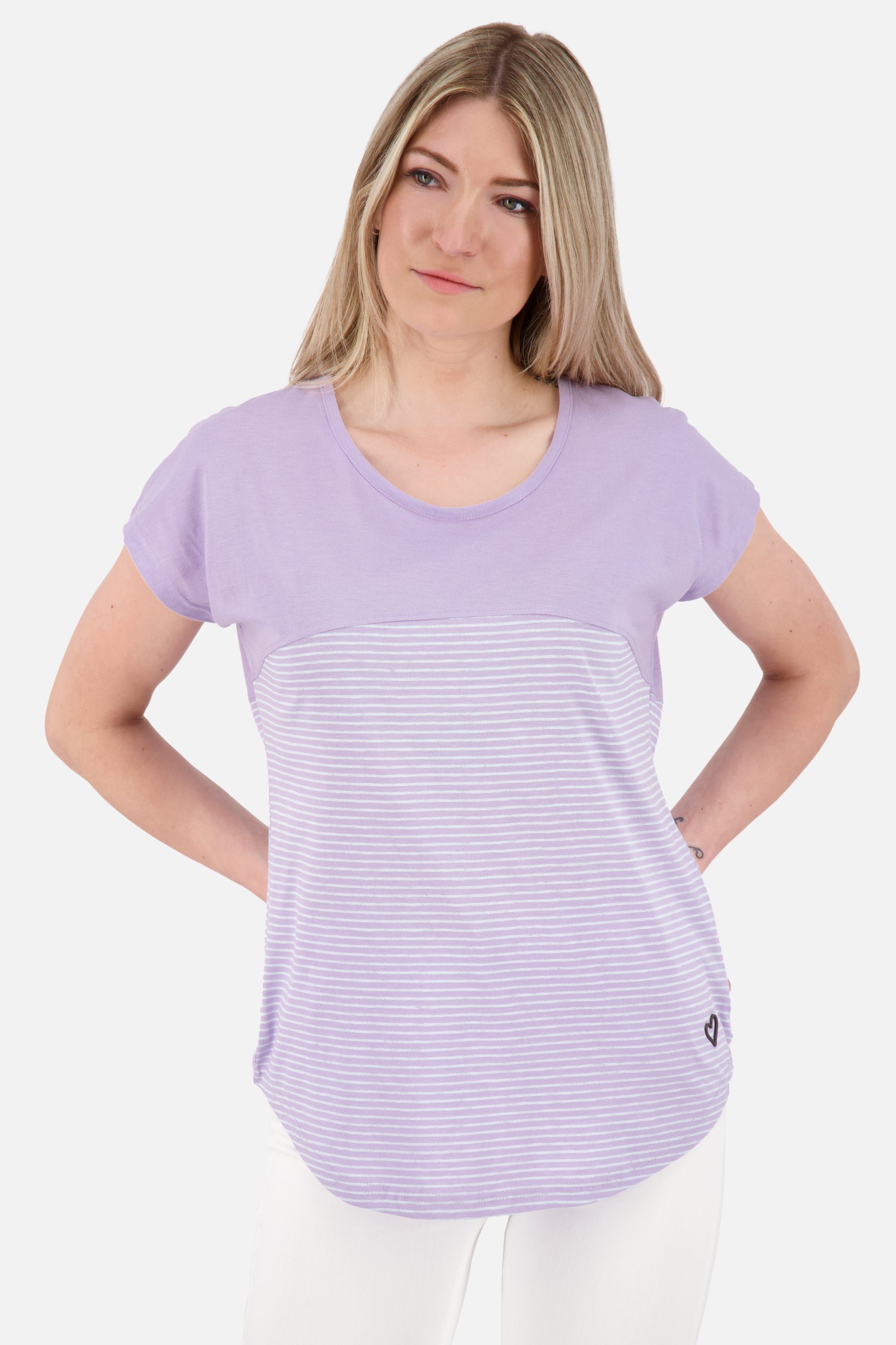 Kurzarmshirt, Shirt Shirt ClarettaAK Damen Rundhalsshirt lavender & Z Alife Kickin digital