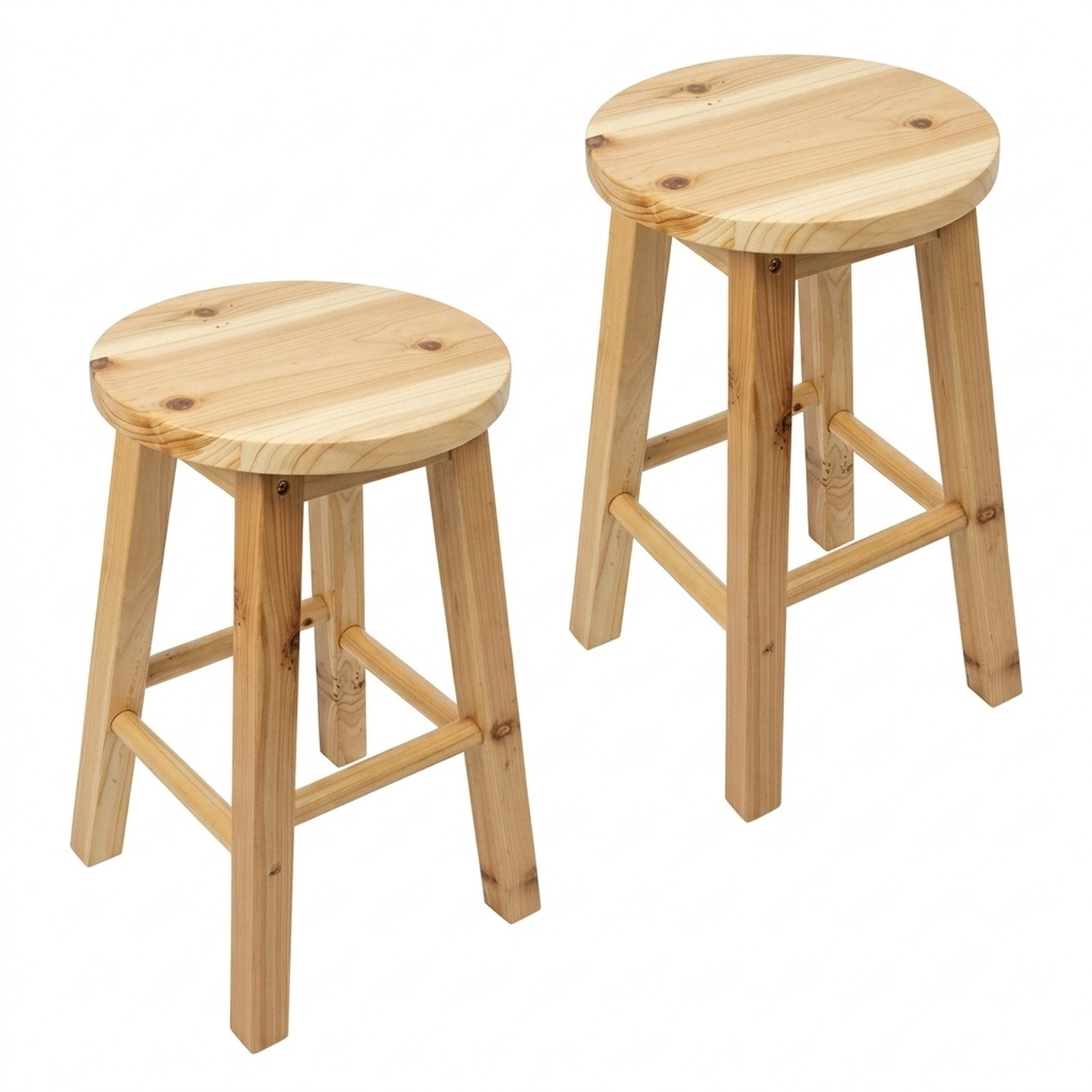 BEGRYF Hocker HOLZHOCKER Kiefer Natur 2-er Set 28 x 28 x 46 cm runde Sitzfläche (2er-Set, 2 St)
