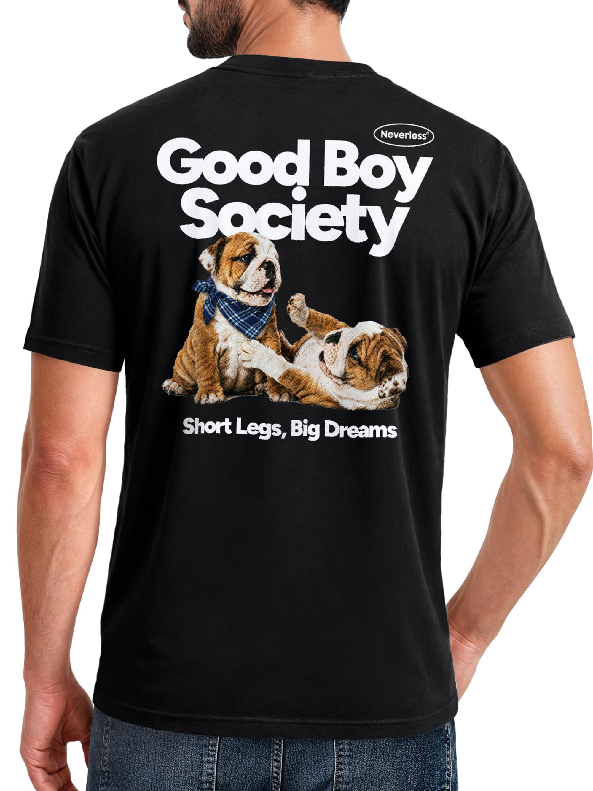 Neverless Print-Shirt Herren T-Shirt Backprint - Design Good Boy Society - Baumwollshirt mit Print