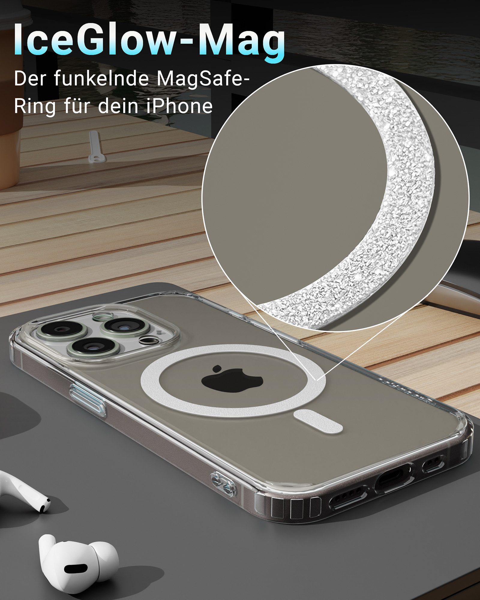GreenHec Handyhülle iPhone 16 15 14 13 Pro Max Plus Case MagSafe Schutzhülle Durchsichtig 6.1 Zoll, Hülle Transparent Clear Magnet Cover Kameraschutz Bumper Klar Dünn