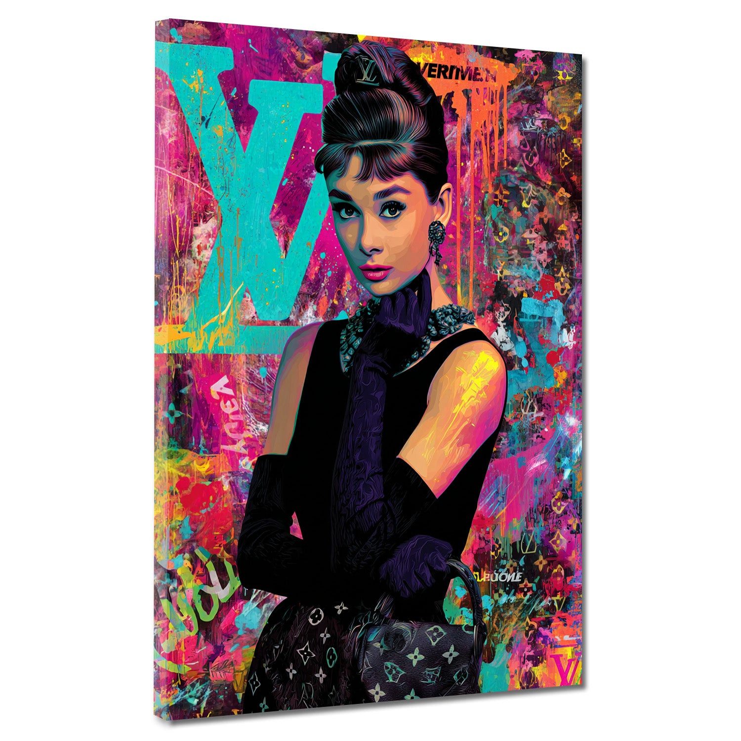 Artedinoi Leinwandbild Pop Art Audrey Porträt Luxus Leinwandbild Wandbild Kunstdruck XL Wandd, Audrey Hepburn, Porträt