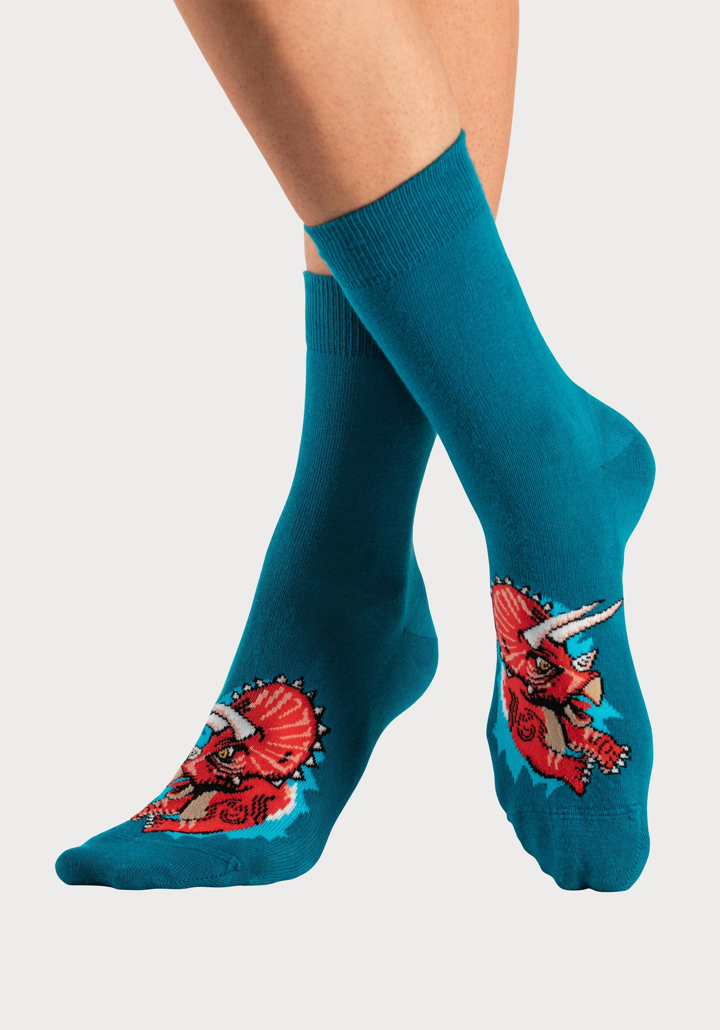 H.I.S Socken Kinder und Jugendliche Motivsocken (Packung, 5-Paar, Gr. 19-22 bis 39-42) mit Dinosauriermotiven – Bild 4 von 5
