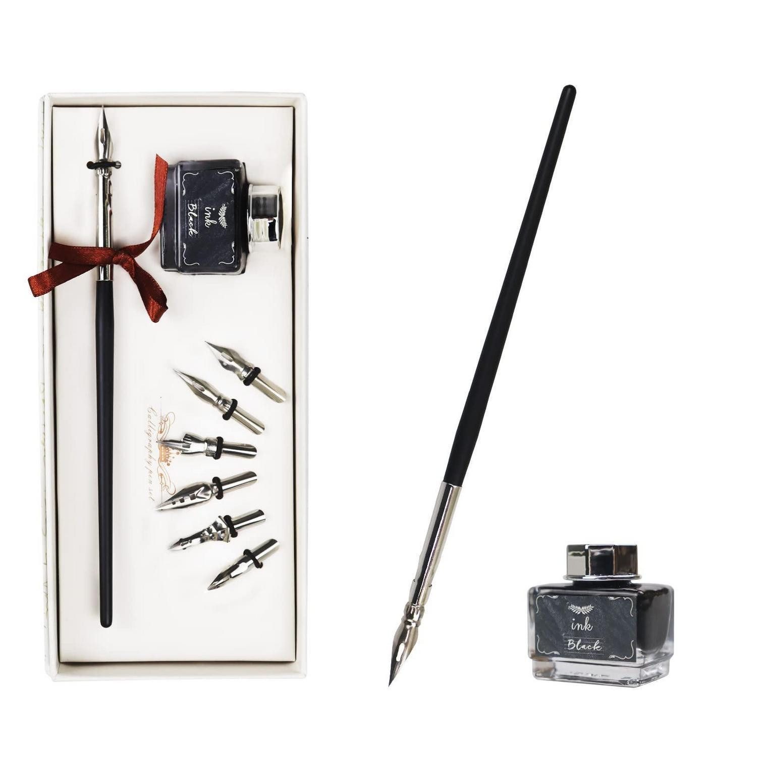 LuxusKollektion Kalligraphie-Stift Kalligraphie Set mit 7 Federn & Tinte