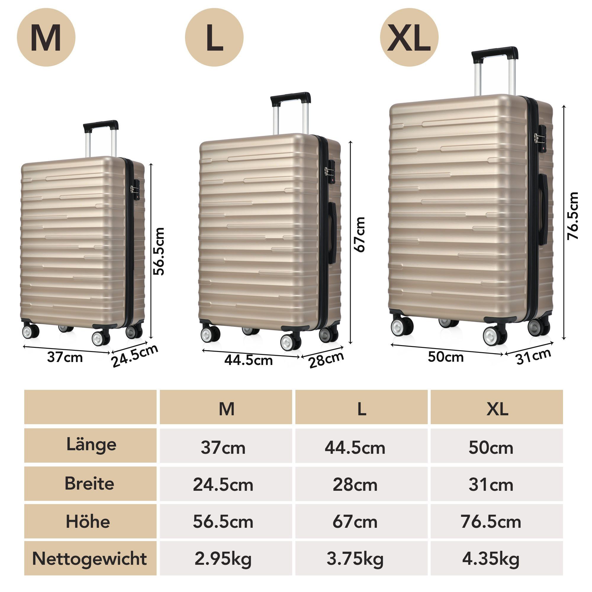 Flieks Hartschalen-Trolley, 4 Rollen, Handgepäck Trolley günstig online kaufen