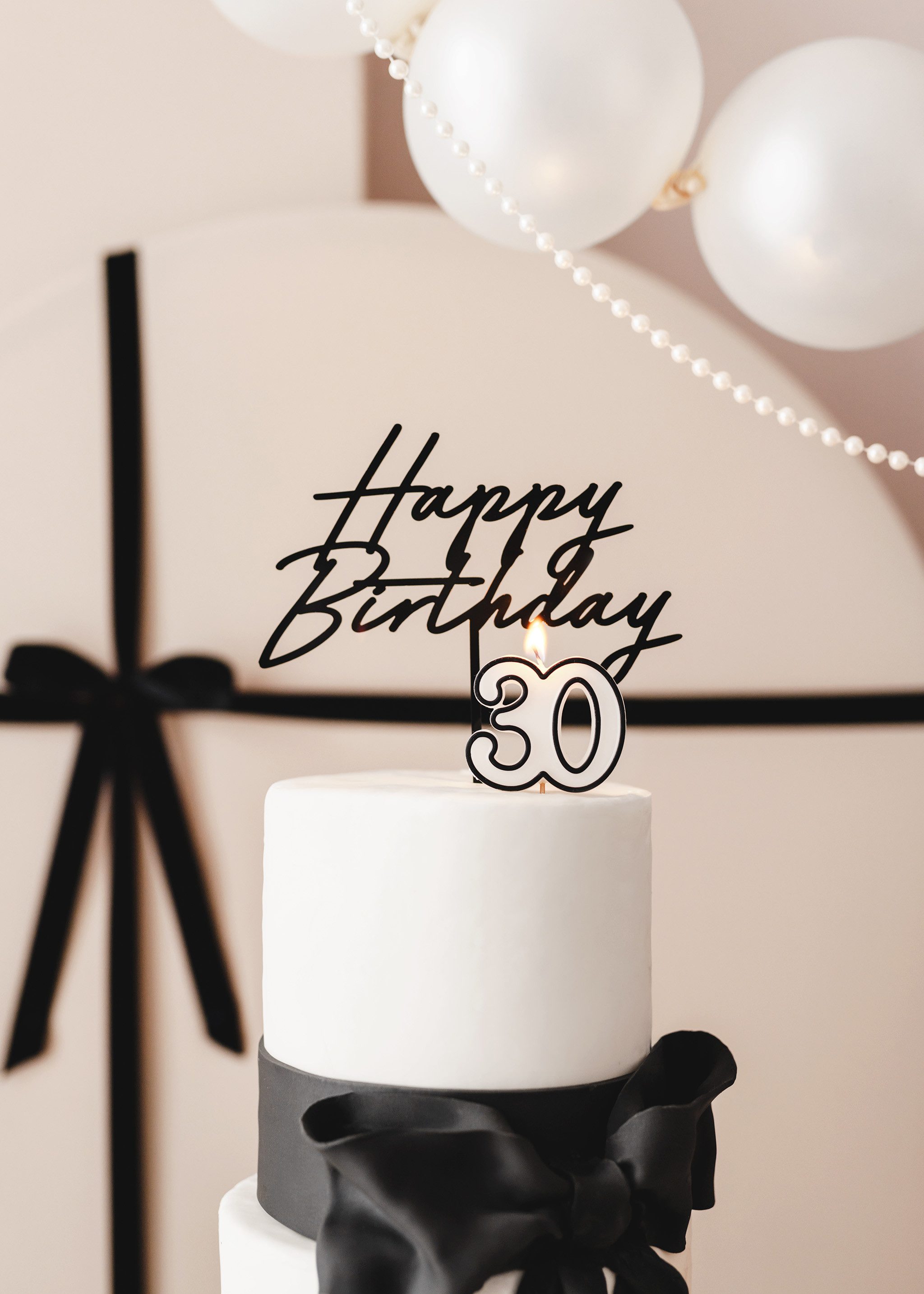 partydeco Tortenstecker, Cake Topper Happy Birthday 18x16cm Schwarz