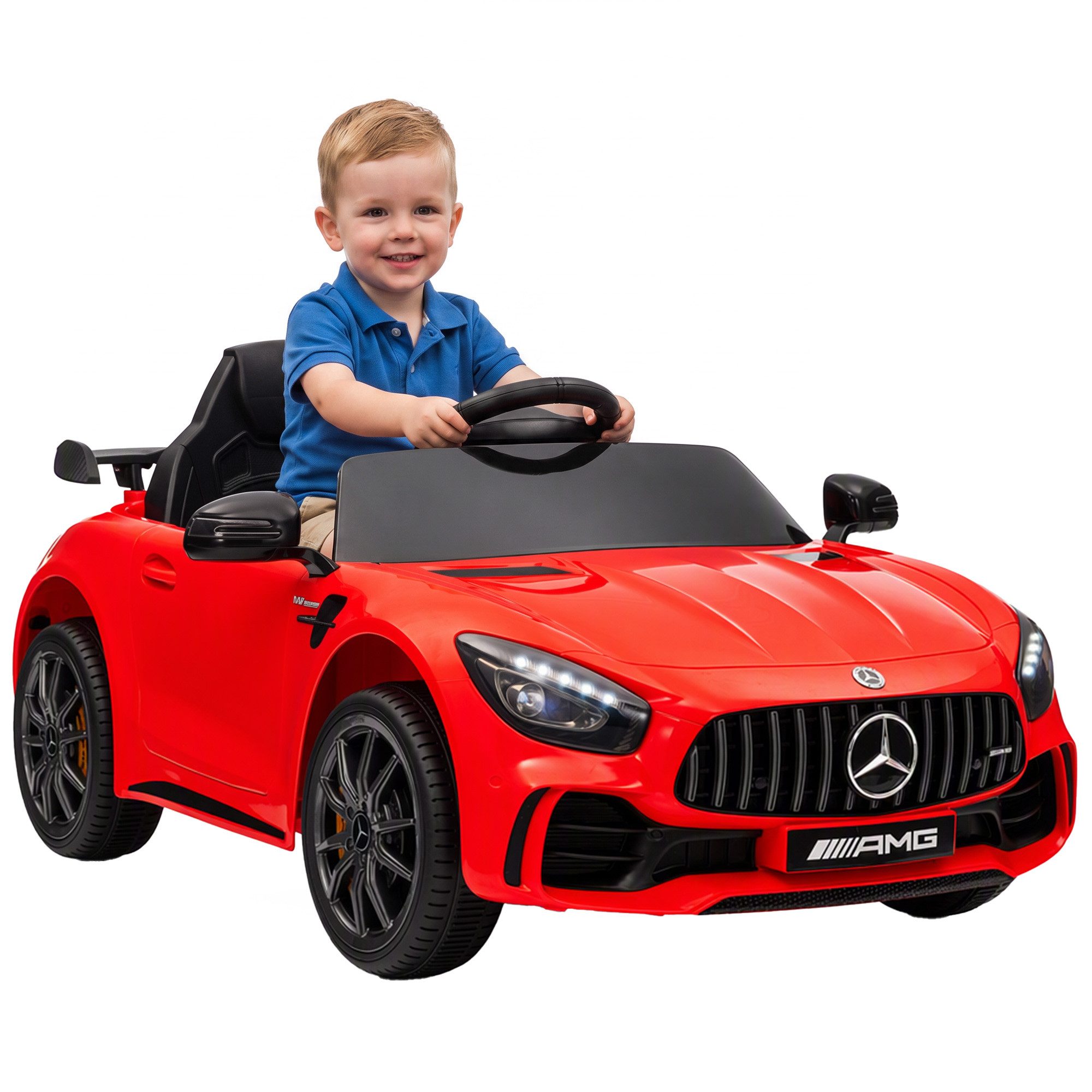 AIYAPLAY Elektro-Kinderauto Merceds-Benz AMG GTR Kinderauto mit 2,4G Fernbedienung, Hupe, Belastbarkeit 25 kg, (1-tlg), 3-5 km,h, für Kinder 3-6 Jahre, Rot