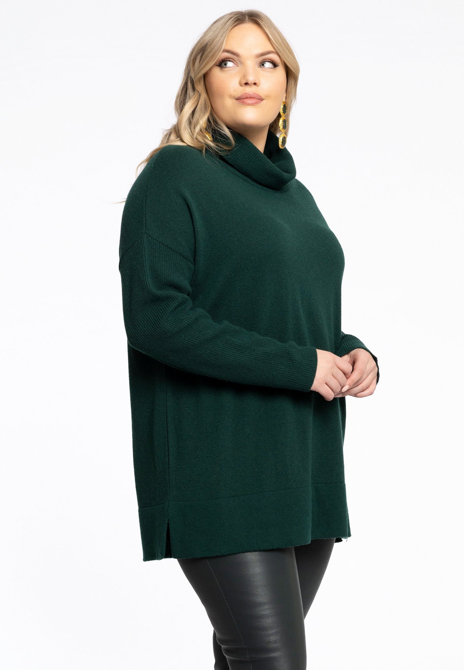 Yoek Longpullover Große Größen dark green