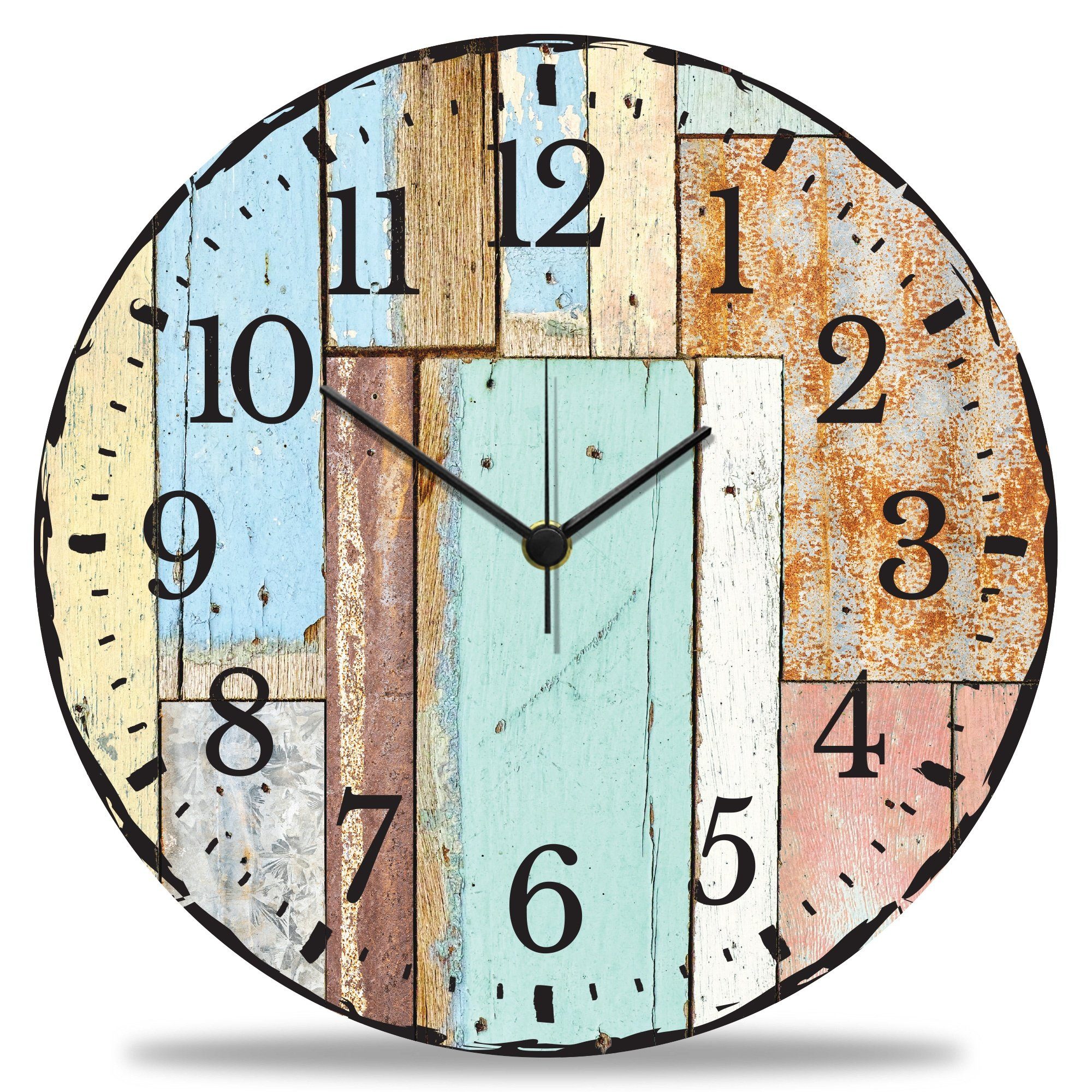 GRAVURZEILE Wanduhr GRAVURZEILE Wanduhr aus Holz Luv Vintage Design - Geräuscharm