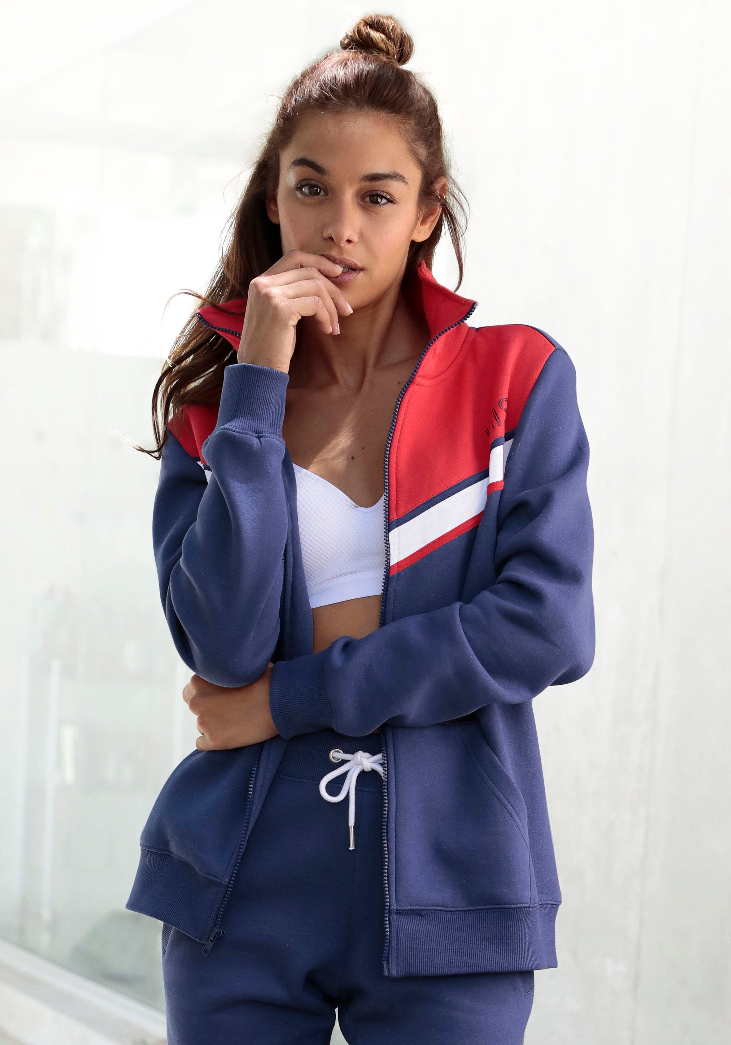 H.I.S Sweatjacke mit Kontraststreifen, Loungewear