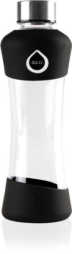 equa Trinkflasche Borosilikatglas, ideal Active black, für 550 ml Freizeitaktivitäten
