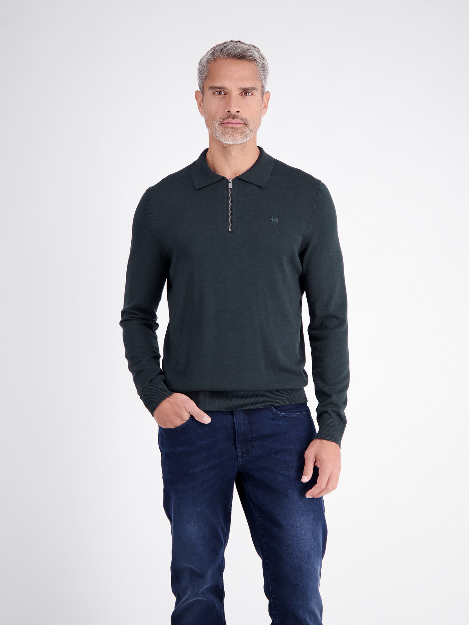LERROS Langarm-Poloshirt Flexibles Langarmpolo aus Baumwollmix mit Rei§verschluss
