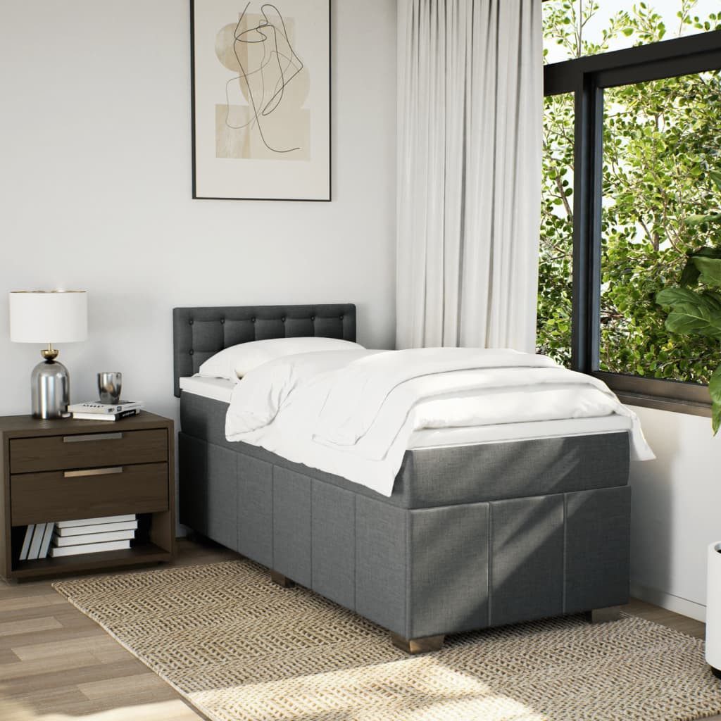 vidaXL Bett Boxspringbett mit Matratze Dunkelgrau günstig online kaufen