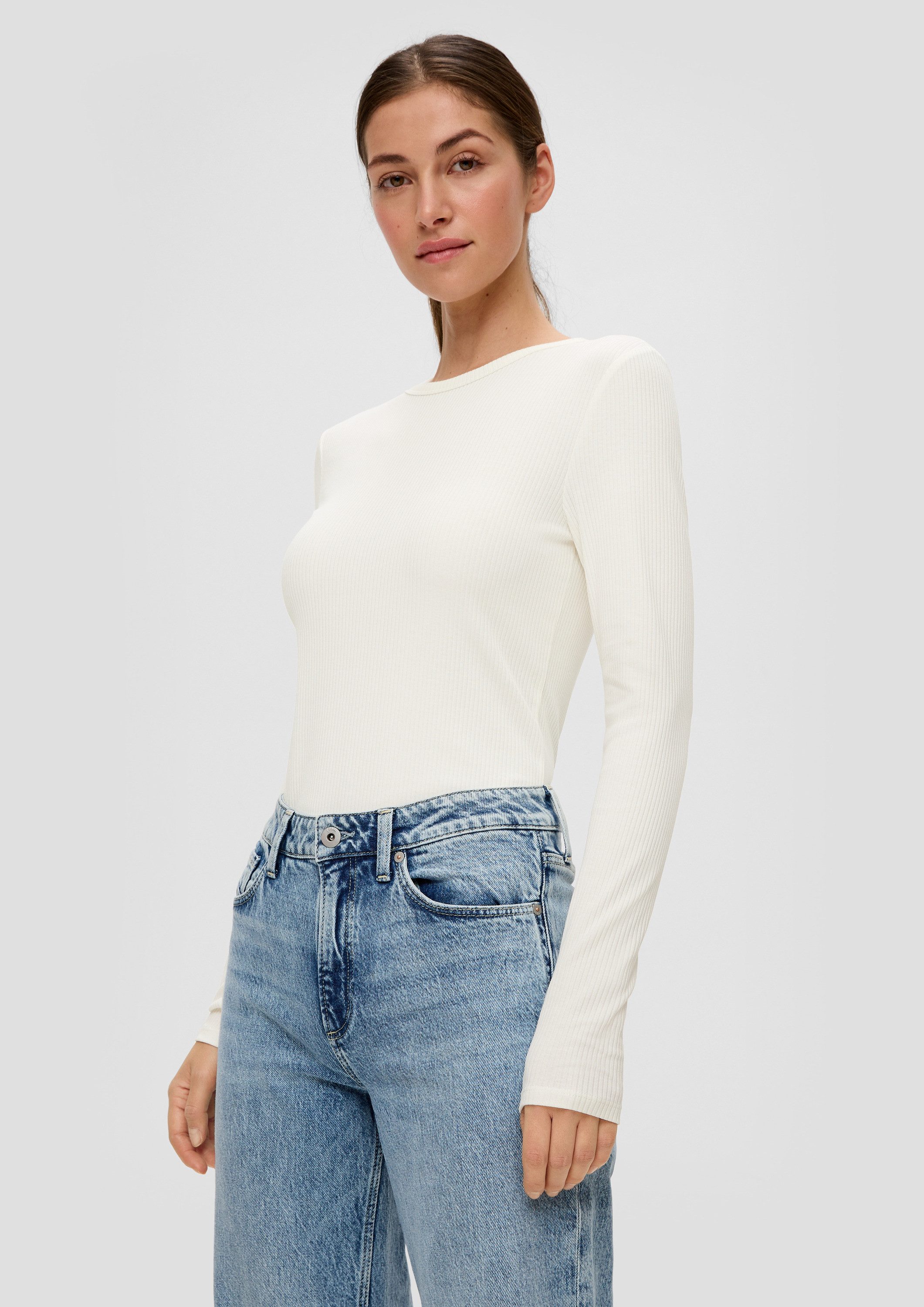 QS Langarmshirt T-Shirt Geripptes Longsleeve im günstig online kaufen