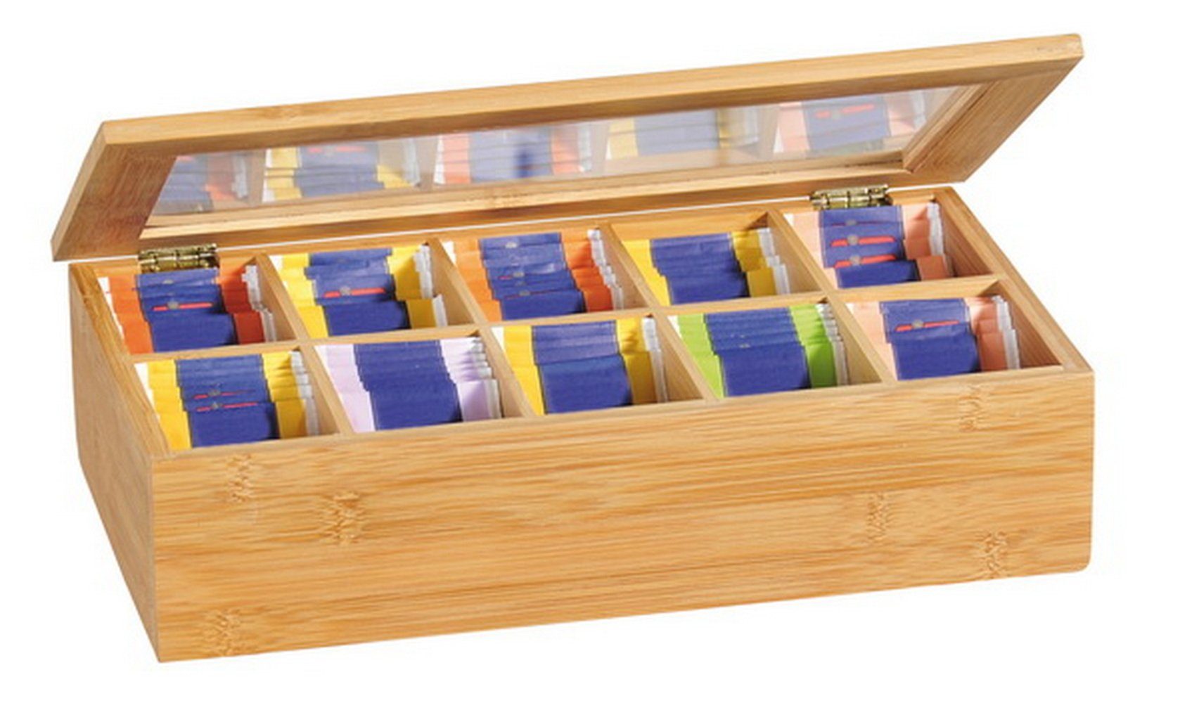 KESPER® Teebox Teebox Tee-Box mit Fächern aus Bambus, (LxBxH): 36 x 20 x 9 cm
