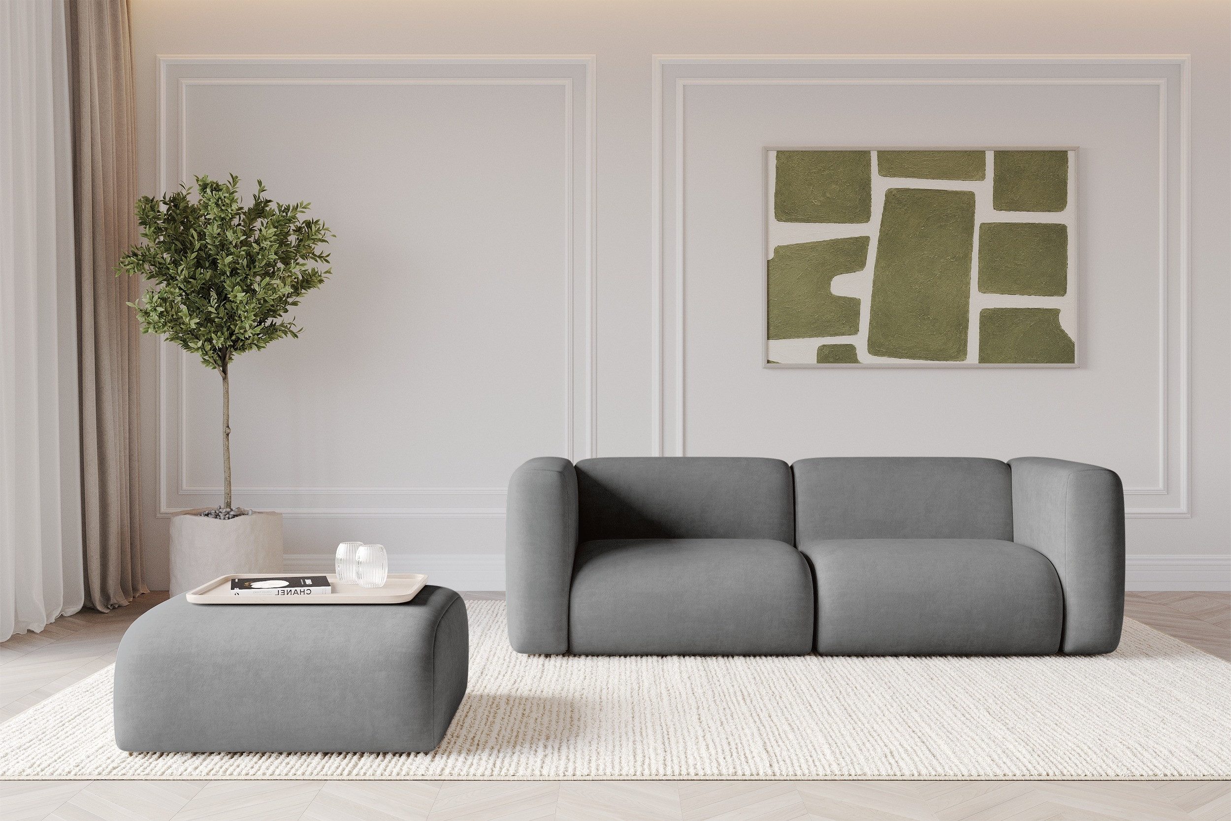 ALTDECOR Pouf MIRA-PUF (Pouf Sitzsack-Hocker modularer), Indoor Poufs Sitzhocker Fußhocker Wohnzimmer 91x89x40, Sitzpouf
