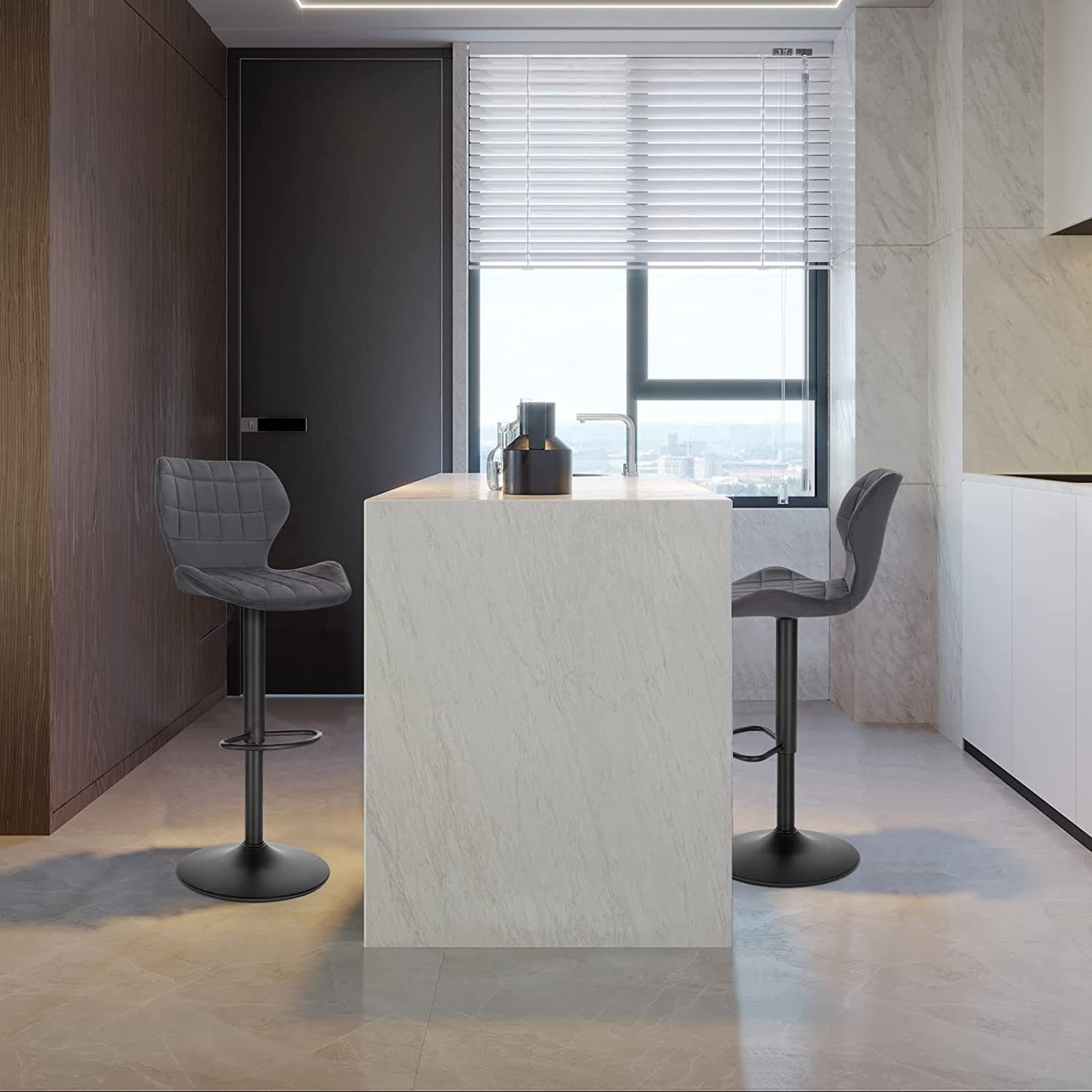 Woltu Barhocker (2 St), höhenverstellbarer Stuhl aus Samt Metall Stehhocker günstig online kaufen