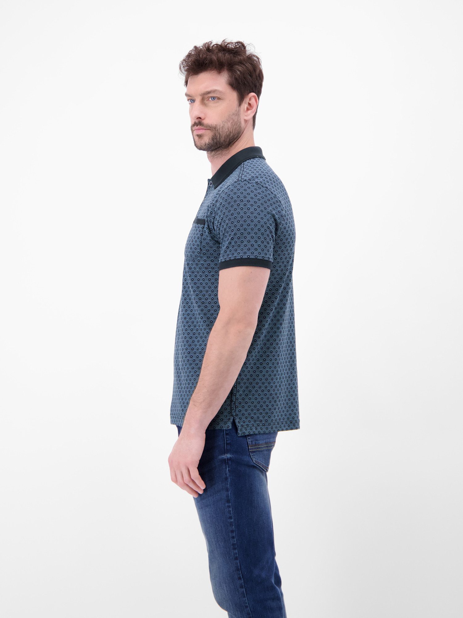 LERROS Poloshirt Poloshirt in 2-Tone-Optik und All-over-Print – Bild 3 von 5