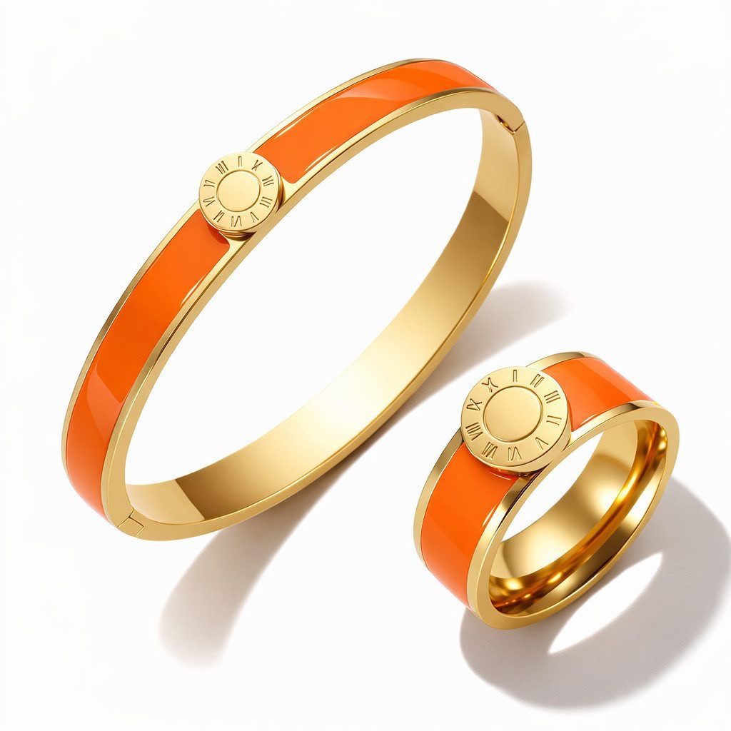 ROUGEMONT Schmuckset Damen Schmuckset Armreif und Ring-Edelstahl-moderner Sommer Schmuck, Wasserfest