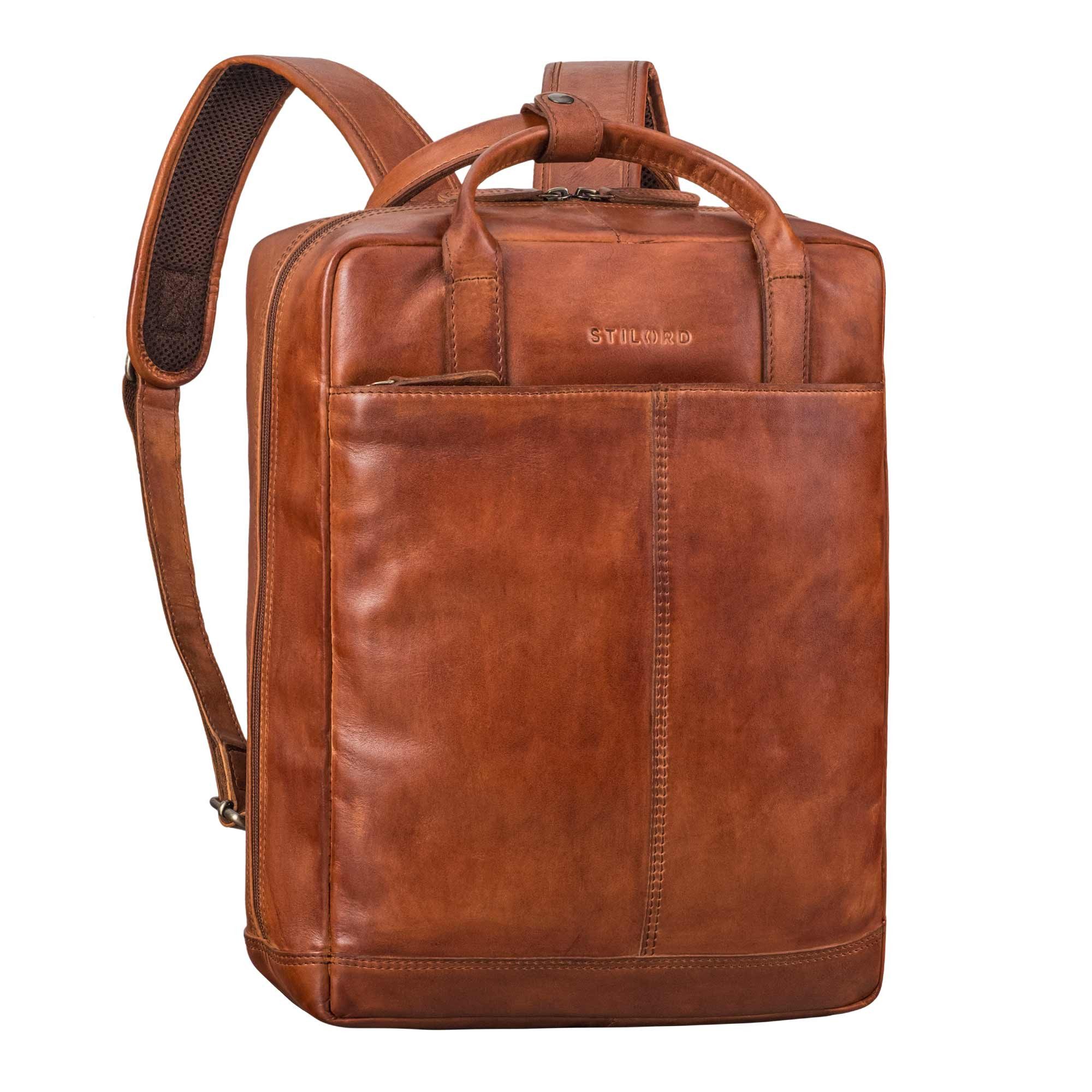 STILORD Notebook-Rucksack "Bobbie" Lederrucksack für Herren Rucksacktasche Damen 16 Zoll Laptop