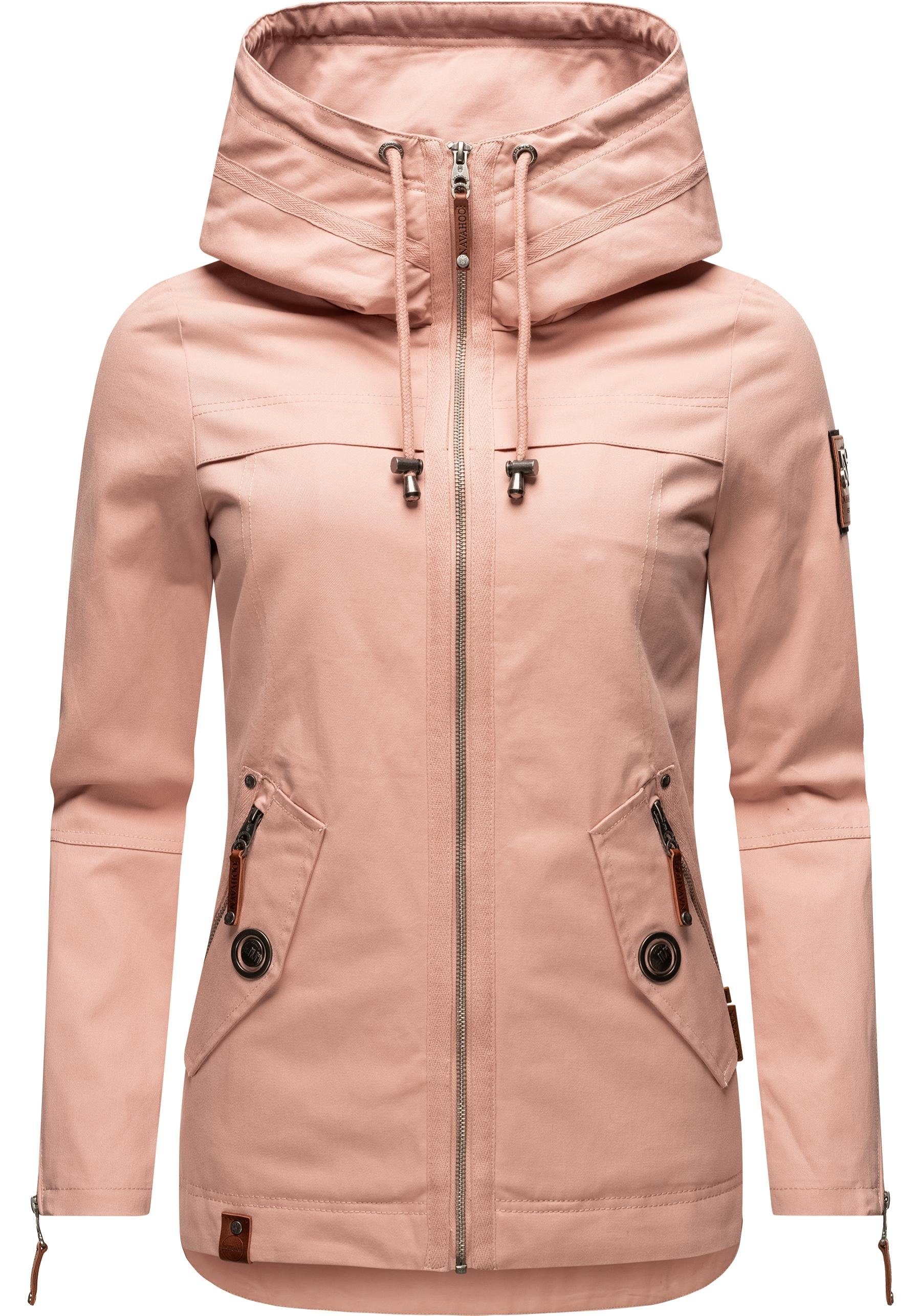 Navahoo Outdoorjacke Wekoo moderner Damen Übergangsparka aus Baumwolle mit Kapuze hellrosa