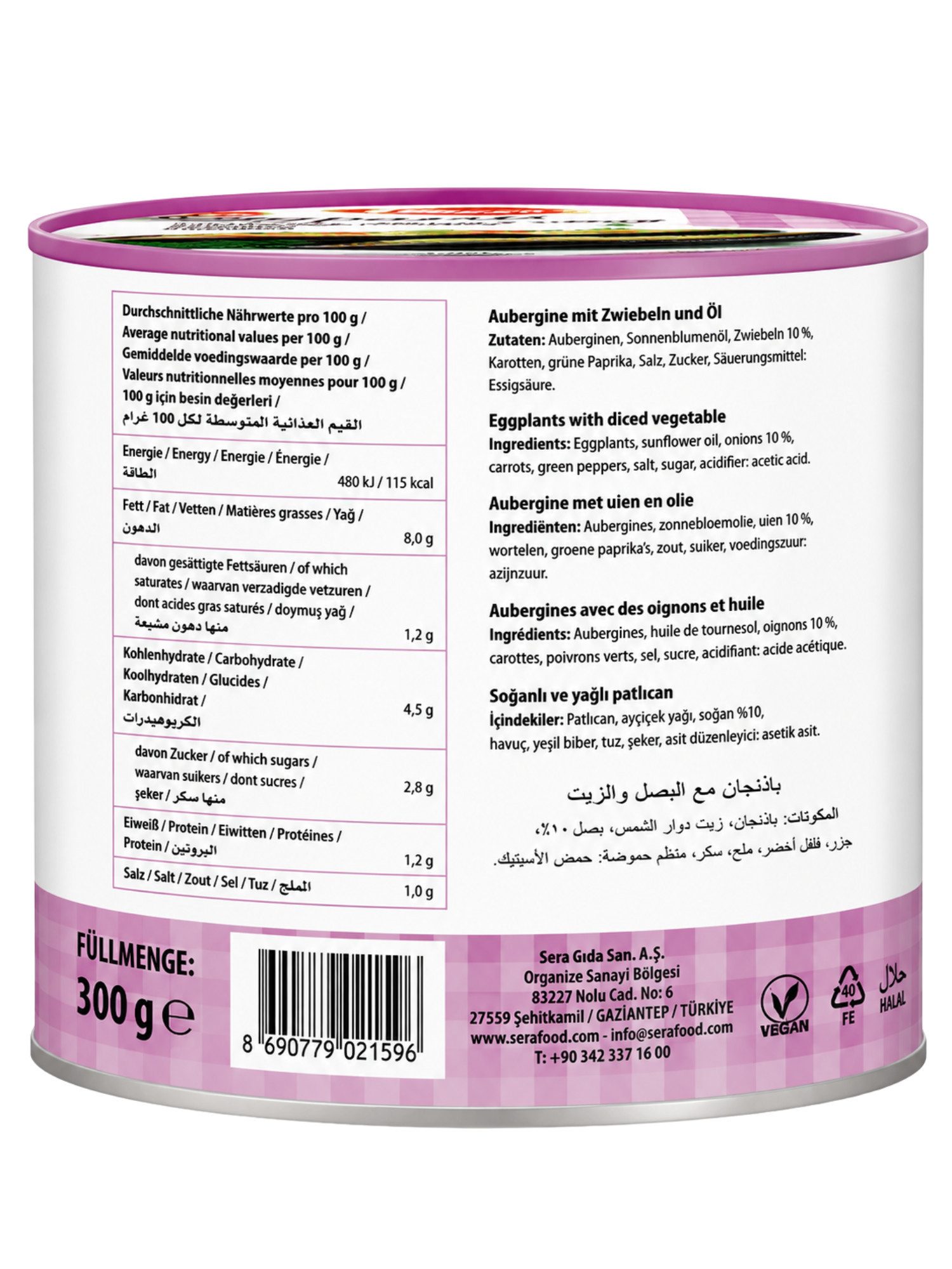 SERA FOOD Fertiggericht Auberginen mit Gemüsewürfeln – mediterran & servierfertig, (Vegane Konserven), Spezialität, servierfertig, vegan/vegetarisch, hochwertig – Bild 2 von 4